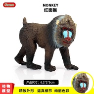 77❤3S Solid wild animal world baboon static model red face monkey toy handle DS2 CFD