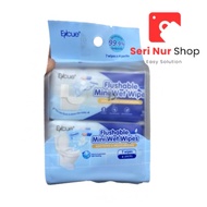 Tisu Basah Toilet Tisu Basah Travel Toilet Flushable Mini Wet Excue 14cm x 15cm x 7wipes x 4 packs