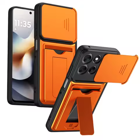 Solid Color Wallet Card Slot Bracket Phone Case For Motorola Moto G96 G86 G85 G67 G57 G56 Power Edge