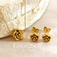 【Love2self】X231 Women 3D Rose Flower Pendant Clavicle Necklace Stainless Steel Waterproof Tarnish Fr
