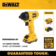 [ DEWALT ] (DCF805D2A-B1) 12V Li-ion Impact Driver Set | 107Nm | 0–2450 RPM|1/4” Hex|2x2.0Ah+Charger