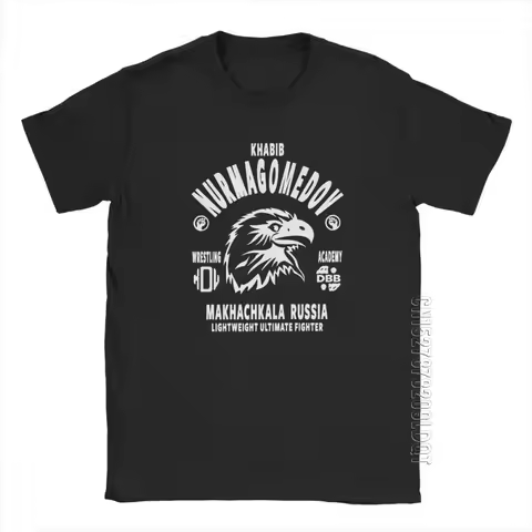Khabib Nurmagomedov Men's T Shirt Mma Fighter Dagestan Russia Cotton Male Tshirt Basic Tees O Neck T