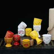 Cawan Seramik WQO6 Cawan Air Buddha Cawan Seramik Air Suci Lotus Cawan Air Dewi Kwan Im Cawan Saji D