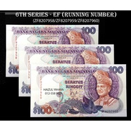 DUIT LAMA MALAYSIA/MALAYSIA OLD BANKNOTES - RM100 SIRI 6 (RUNNING NUMBER)