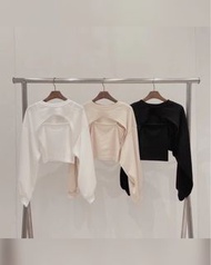 🇰🇷韓國代購 · 白色鏤空bra top款泡泡袖套裝  EOL🇰🇷