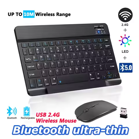 Keyboard Wireless Bluetooth 2.4G Russian/English Keycaps Mouse Combo USB C Receiver For MacBook iPad