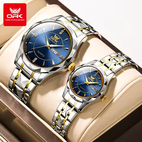 OPK 8151 Quartz Couple Watch Calendar Waterproof Lover's Wristwatches
