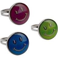 Authentic Adjustable Mood Ring,Smiley Face - Pack of 3