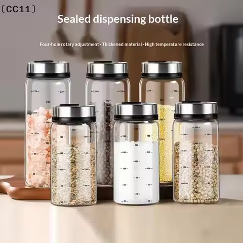 200/300/500ml High Borosilicate Glass Seasoning Can Salt Sesame Solid Condiment Seal Bottle Pepper S