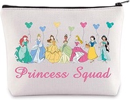 BWWKTOP Princess Squad Cosmetic Makeup Bag Princess Group Gifts Belle & Ariel & Tiana & Aurora Zippe