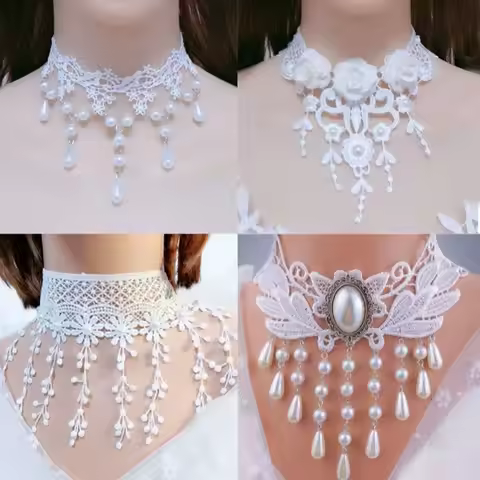lace necklace choker women neckband Accessories White Lace Necklace Choker Women's Clavicle Chain Ta