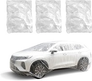Pack of 3 4.8 x 7.5 m Plastic Car Tarpaulin with Elastic Band, Clear Car Garage Cover, Waterproof Di