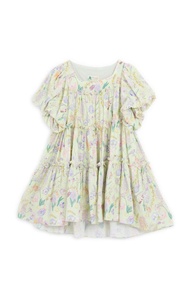 【波麗印花】 轉圈圈 方領澎澎袖短洋裝 裙 夏綠蒂 柔軟二重紗