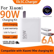 For Xiaomi 90W Turbo Fast Charge Adapter 6A Cable for Xiaomi Poco X7Pro F7Pro F7 F6 Redmi Note14 Pro