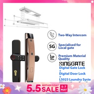 SINGGATE [Mega Bundle] PEARL WHITE Smart Laundry System + Video Call Smart Viewer Digital Door Lock + Biometrics Digital Gate Lock | LS023 + FR006 +FM021