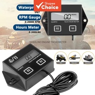 Digital Engine Tach Hour Meter Gauge Waterproof RPM Counter Motor