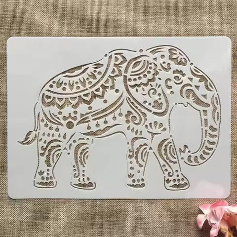 A4 29x21cm Hand Draw Elephant DIY Layering Stencils Painting Scrapbook Coloring Embossing Album Deco