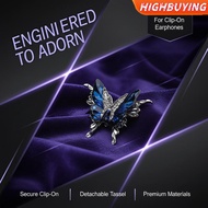 HIGHBUYING Creative Bling Artificial Crystal Butterfly Earphone Clips Non-slip Headphone Accessories