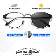 【Replaceable Lens】Photochromic Eyeglasses for women Anti Radiation Glasses for women Retro Round Com