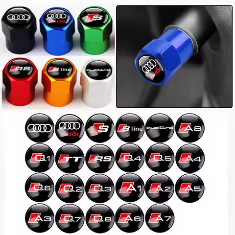 4Pcs Car Styling Wheel Tire Valve Caps Covers For Audi A3 8P A4 A6 C6 B8 Sline RS B6 B5 A1 A2 A8 C5 