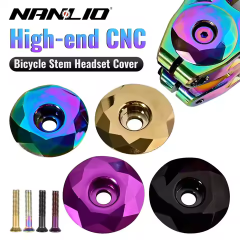 NANLIO Headset Top Cap 31.8/28.6mm CNC Diamond Cut Anodized Rainbow/Chrome/Gold/Black 20g for MTB Ro