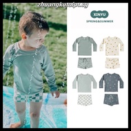 Rash Guard Boy Set Nautical kids Swimsuit Long Sleeve Top and Swim Trunks UPF50+