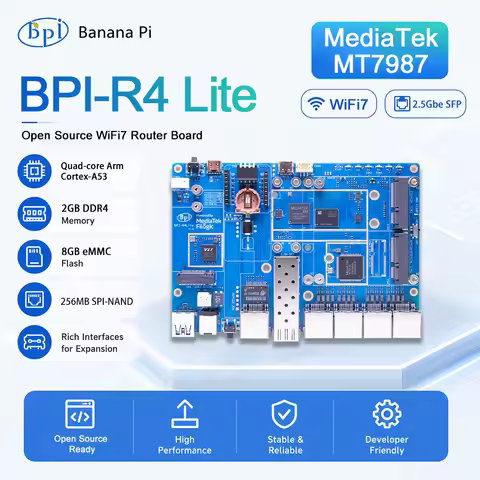 Banana Pi BPI-R4 Lite MediaTek MT7987A 2GB DDR4 8GB eMMC 256MB SPI-NAND Smart Router Home Automation