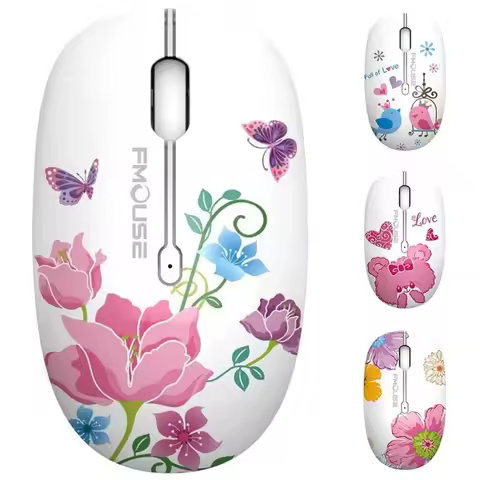 M101 Cute Floral Dual Mode Bluetooth 5.1 2.4G Silent Ergonomic Mouse, 58G Ultra Light Gift Mouse For