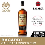 BACARDI Oakheart - 700ml / 70cl, 35% ABV - Gluten Free Spiced Rum Aged in Oak Barrels