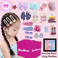 J&S Kid's Hair Accessories With FREE ZIP POUCH Ribbon Clip Random Design 20pcs With Freebies