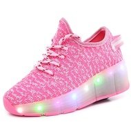 Mesh Light Shoes Single Wheel Automatic Pulley Shoes Skates Vibrating Light Shoes