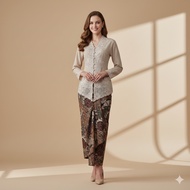 Mocha Embroidered Kebaya Matching S - 5L 666