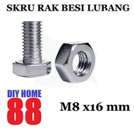 Skru Rak Besi lubang (M8x16mm)/Skru bolt and nut for angle slotted bar