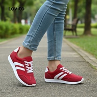 Lovito Stylish Red Forrest Gump Sneakers Women's Lightweight Running Sport Shoes for Students LFA763