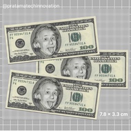 Cool Einstein Dollar Sticker 100 | Waterproof Glossy Vinyl | 7.8 x 3.3 cm