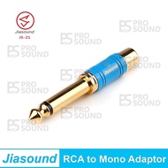 JIASOUND JS-21 Gold Plated RCA Female to 6.35mm 1/4" TS Mono Male Plug Audio Connector RCA to 1/4 In