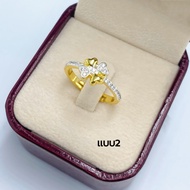 แหวนทอง1สลึง ใบโคลเวอร์ใบไม้แห่งความโชคดี แหวนฟรีไซส์ แหวนเพชร [420] แหวนทองชุบ แหวนทองปลอม
