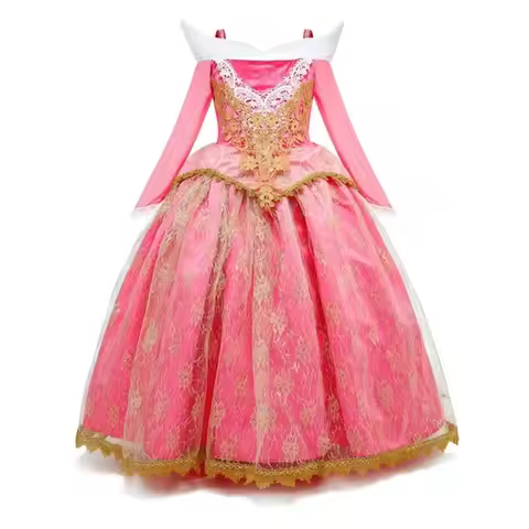 Girls Sleeping Beauty Aurora Princess Cosplay Dress Off Shoulder Kids Gift Carnival Party Fancy Prin