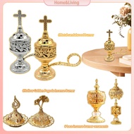 Vintage Incense Burner Bowl Metal Decorative Cross Incense Burner For Tabletop Small Brass Plated In
