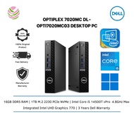 Dell OptiPlex 7020MC-i51450-16G-1TB-W11 Desktop PC (i5-14500T, 16GB, 1TB, Intel, W11P) DL-OPTI7020MC