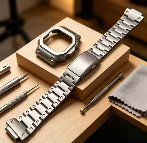 DW5600 GW5610 Titanium Case Mod Kit For Casioak Watch Metal Bezel And Strap G5600E GWB5600 GWM5610 D