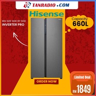 Hisense 660L Side By Side Fridge Inverter Pro Big Capacity Refrigerator Multidoor 冰箱 Peti Sejuk