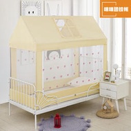 定做幼兒床蚊帳寶寶床嬰兒單人床兒童床不鏽鋼加密繡花帳篷遊戲屋