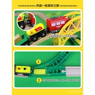 EDWONE Wooden Train Set with Track Sliding Assembly Wooden Blocks Children's Track Car Toy Car for B