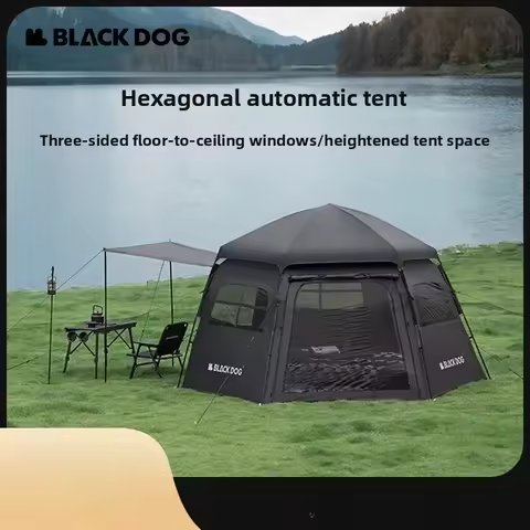 Naturehike Blackdog Automatic Quick Open Coated Camping One-touch Tent Black Hexagonal Dome Outdoor 