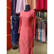 [Ready Stock]Baju Kurung Moden Peach Pink Metallic Gold Simple Cantik