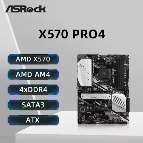 ASRock X570 PRO4 Motherboard Support R5 5600G R7 5700X 5700X3D 5800X3D CPU 4xDDR4 3200MHz M.2 HDMI A