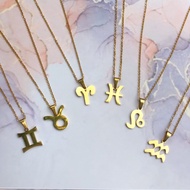Taurus and Aquarius Zodiac Sign Astrology Stainless Steel Necklace