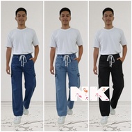 Mans Cargo Unisex Seluar Kargo 6 Pockets Buggy Style Kain Man's Denim Jeans High Quality Jagging Tal
