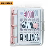 PVC 3-Hole Mini Money-Saving Challenge Binder with Envelope Saving Binder Saving 1,000 US Dollars